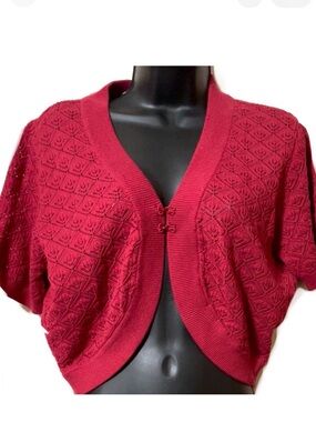 🆕🌼LANE BRYANT Red Bolero Crochet Sweater🌼
